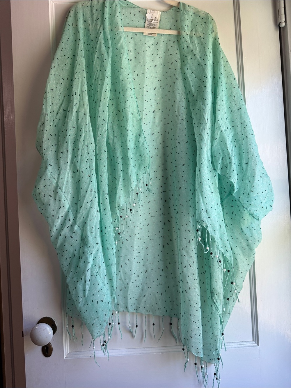 BCBGeneration Mint Green Beaded Kimono Tunic